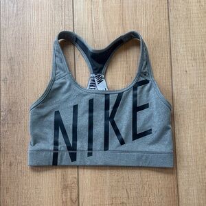 Nike Grey Sports Bra with Black NIKE Logo - Racerback size medium good condition